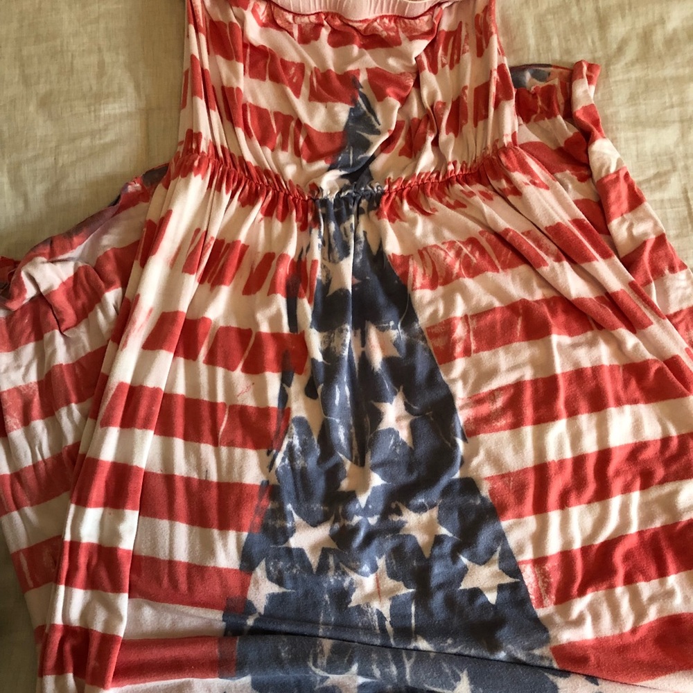 American Flag Tie-dye strapless dress